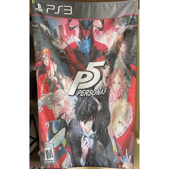 Persona 5 5' Flag Banner Poster Sony PlayStation 3 PS3 2017 Atlus Rated M Mature